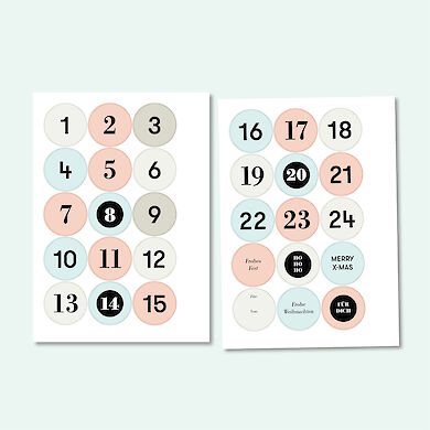 Stickers du calendrier de l'Avent Minimal