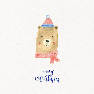 Carte de Noël ours carré