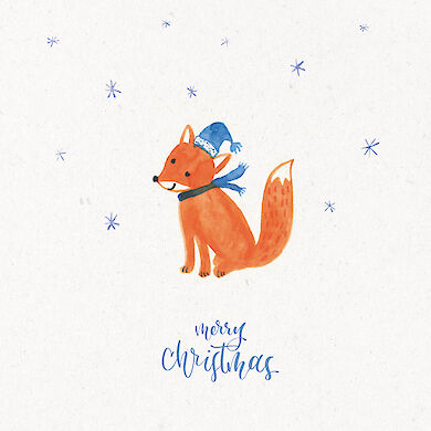 Weihnachtskarte Fuchs quadratisch