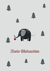 Carte de Noël Elephants Sapins