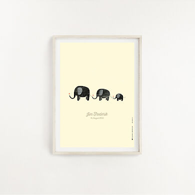Poster Elephants (yellow) A4
