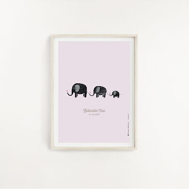 Poster Elephants (lila) A4