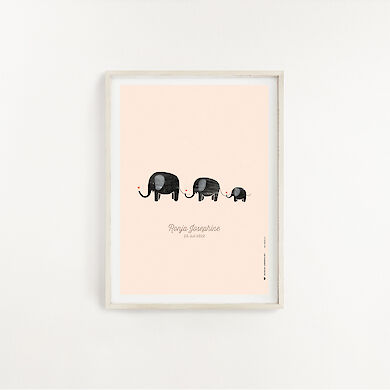 Poster Elephants (rose) A4