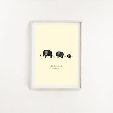 Poster Elephants (yellow) A3