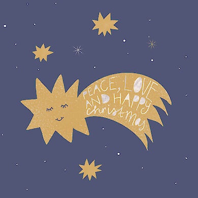 Carte de Noël Peace, Love and Happy Christmas carré