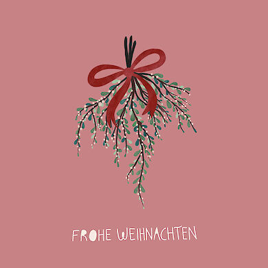 Weihnachtskarte Mistelzweig carré
